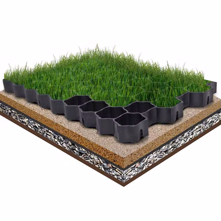 Set di 16 griglie per l'erba vidaXL in plastica nera, L/P/H: 60 x 40 x 3 cm