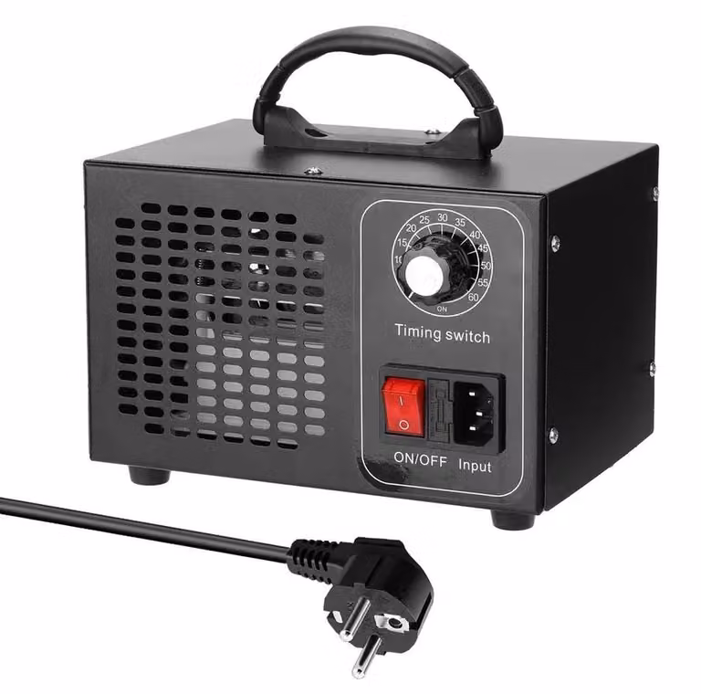 Generatore di ozono, portata di 60 g/h, design compatto, colore nero, conforme agli standard UE