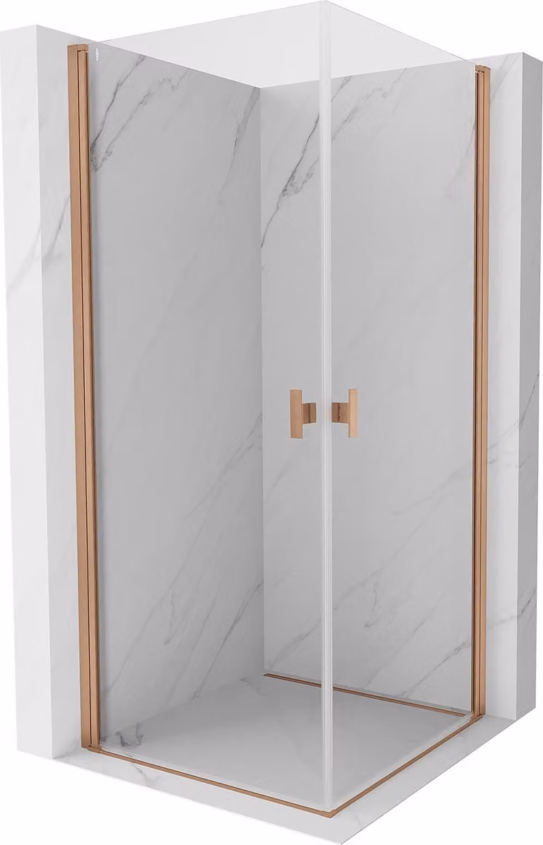 Mexen Mist-B Duo cabina doccia con apertura a 75 x 75 cm, trasparente, rame spazzolato - 8A2-075-075-65-00
