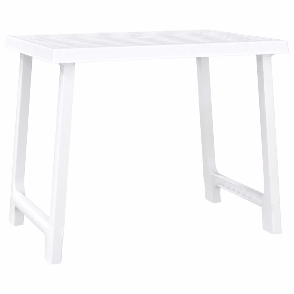 Tavolo da Campeggio Bianco 79x56x64cm in PP Aspetto in Legno