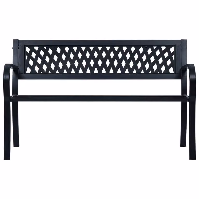 Panchina da giardino nera 120 cm in acciaio