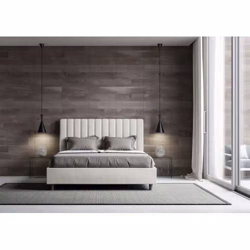 Letto Agueda matrimoniale con contenitore in similpelle Itamoby