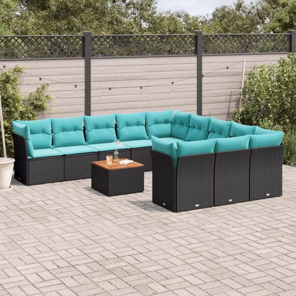 Maison Exclusive - Set divani da giardino 12 pezzi con cuscini in polyrattan nero