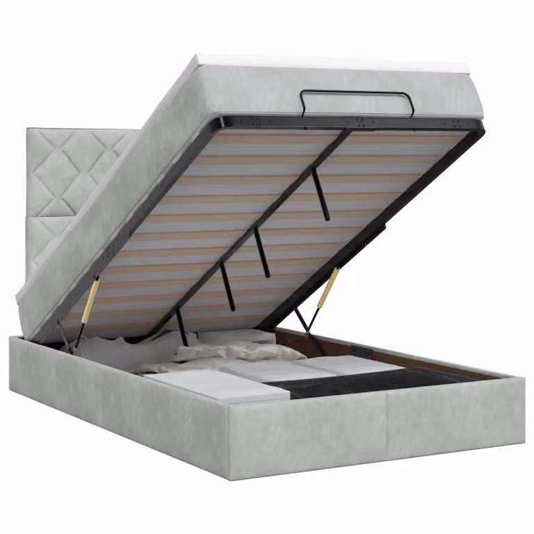 Letto ottomano con materasso vidaXL in velluto Grigio Chiaro L/P/H: 203 x 120 x 88 cm