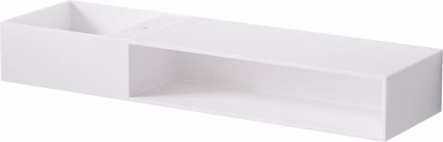 Steinberg Série 443 lavabo mural, avec compartiment ouvert à droite, 1400x400x200mm, 1 trou pour robinet, avec trop-plein, SOLIDSurface, 4437140W, 4437140W