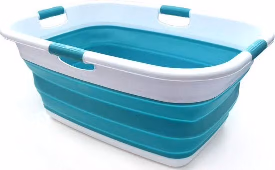 Contenitore Pieghevole Riokem da 49L in Plastica con Maniglie, Colore Turchese