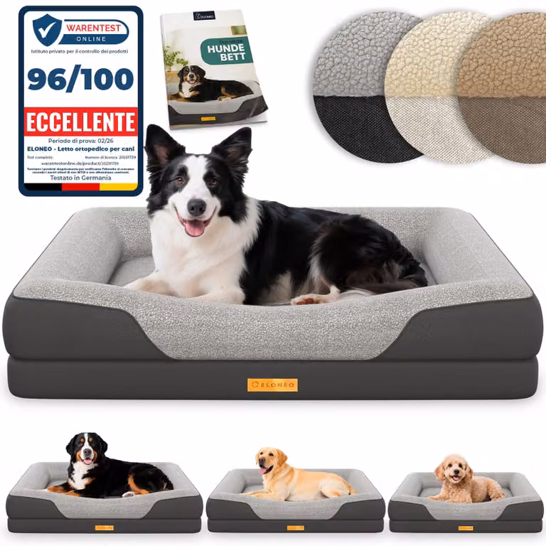 ELONEO Letto ortopedico per cani, taglia M - Grigio