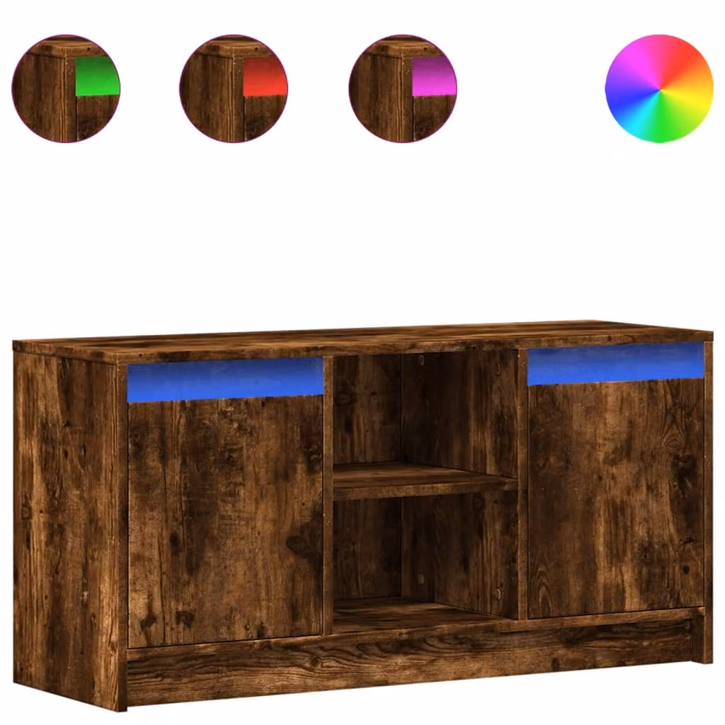 Mobile Porta TV con LED Rovere Fumo 100x34x50 cm in Truciolato