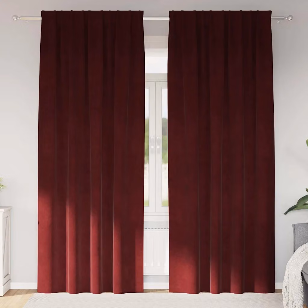 Set di 2 tende oscuranti vidaXL in velluto rosso, L: 140 cm, H: 245 cm