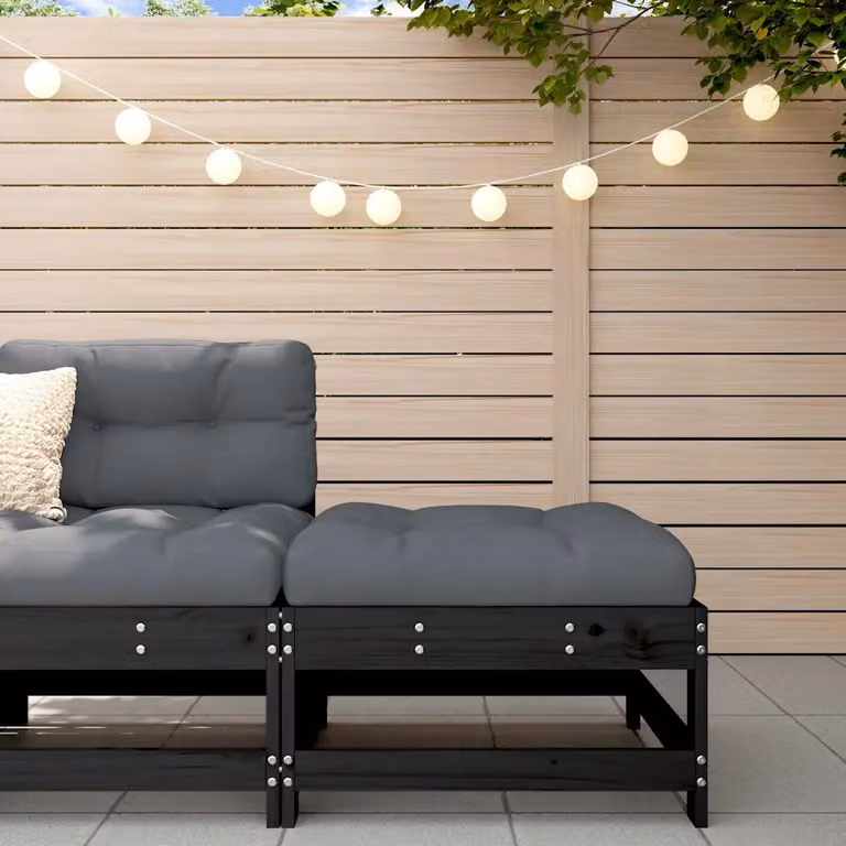 vidaXL Poggiapiedi da Giardino in Legno di Pino Nero con Cuscini, Colore Antracite