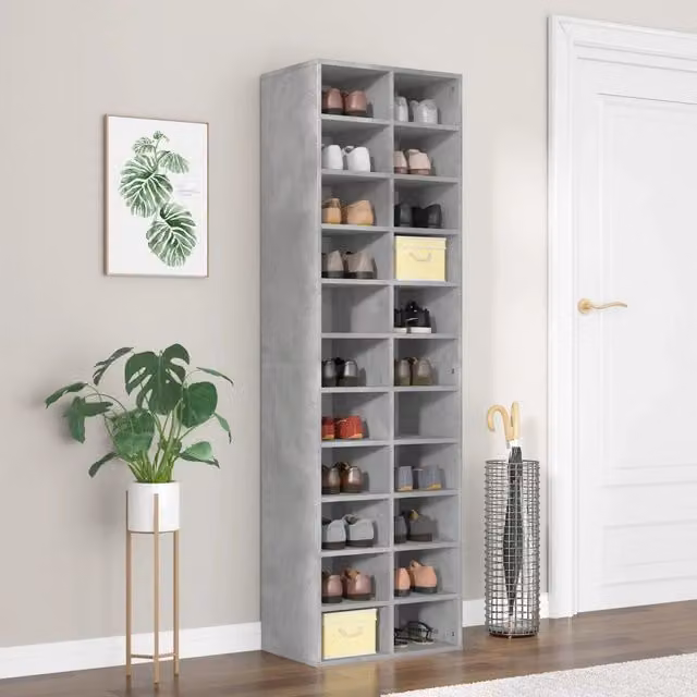 Scarpiera moderna vidaXL in legno e MDF grigio opaco L: 54 cm, P: 34 cm, H: 183 cm