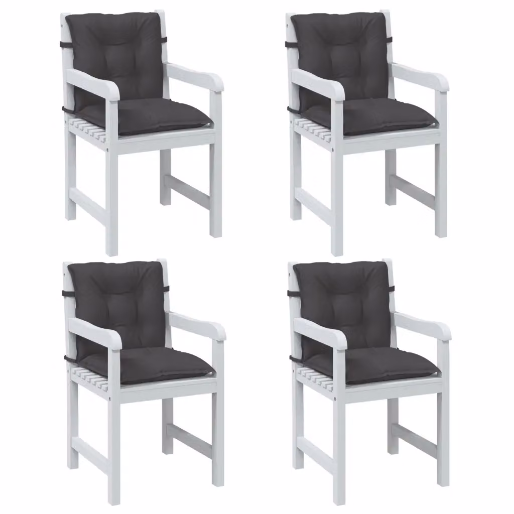 Set di 4 cuscini per sedia vidaXL, colore antracite mélange, in poliestere resistente ai raggi UV e antiscivolo, L 100 cm x P 50 cm x H 7 cm