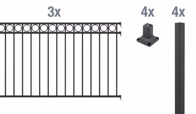Alberts 511067 Set completo di recinzione Circle, da avvitare, nero opaco, altezza 100 cm, lunghezza 6 m