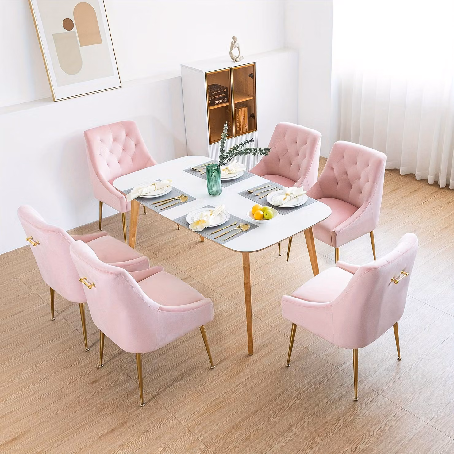Sedie da pranzo - Sedie - Sedie per sala da pranzo - Sedie imbottite - Set di 4 - Grigio velluto