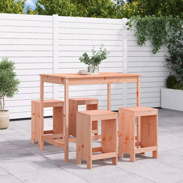 Set da Bar da Giardino vidaXL in Legno di Douglas Marrone, 5 Pezzi