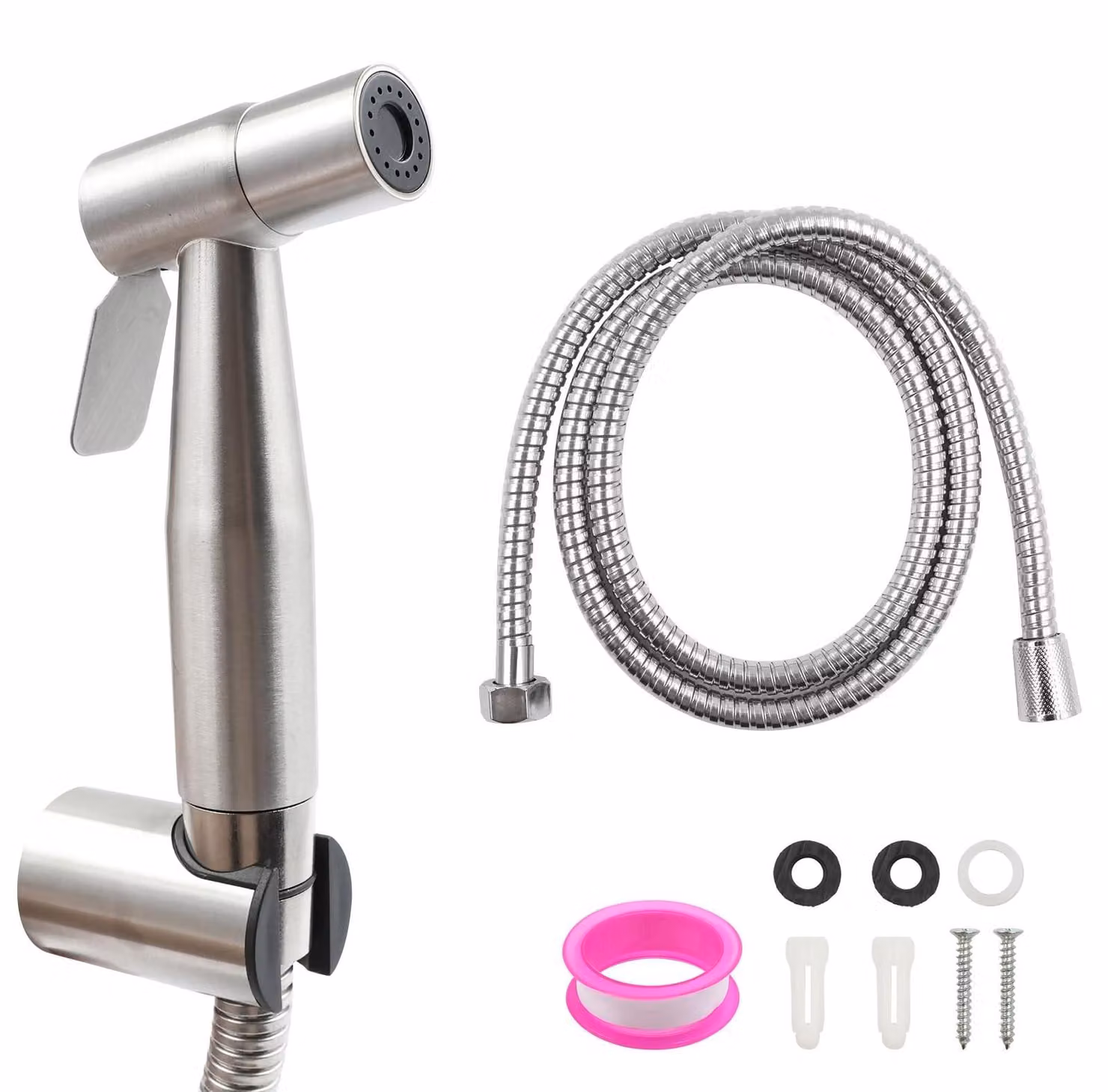 Set per bidet con doccetta manuale in acciaio inossidabile, completo di supporto