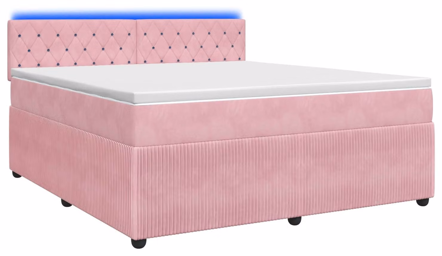 Letto a molle con materasso con testata rosa 140 x 190 cm in velluto