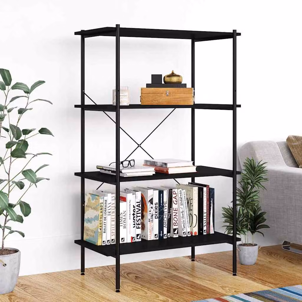 Scaffale con 4 Mensole vidaXL Nero L: 80 cm, P: 40 cm, H: 130 cm