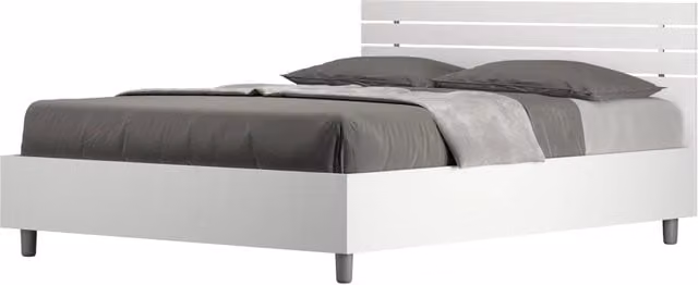 Letto Matrimoniale Francese 140x200 cm con Rete Testata Doghe Dritta Ankel Bianco Frassino