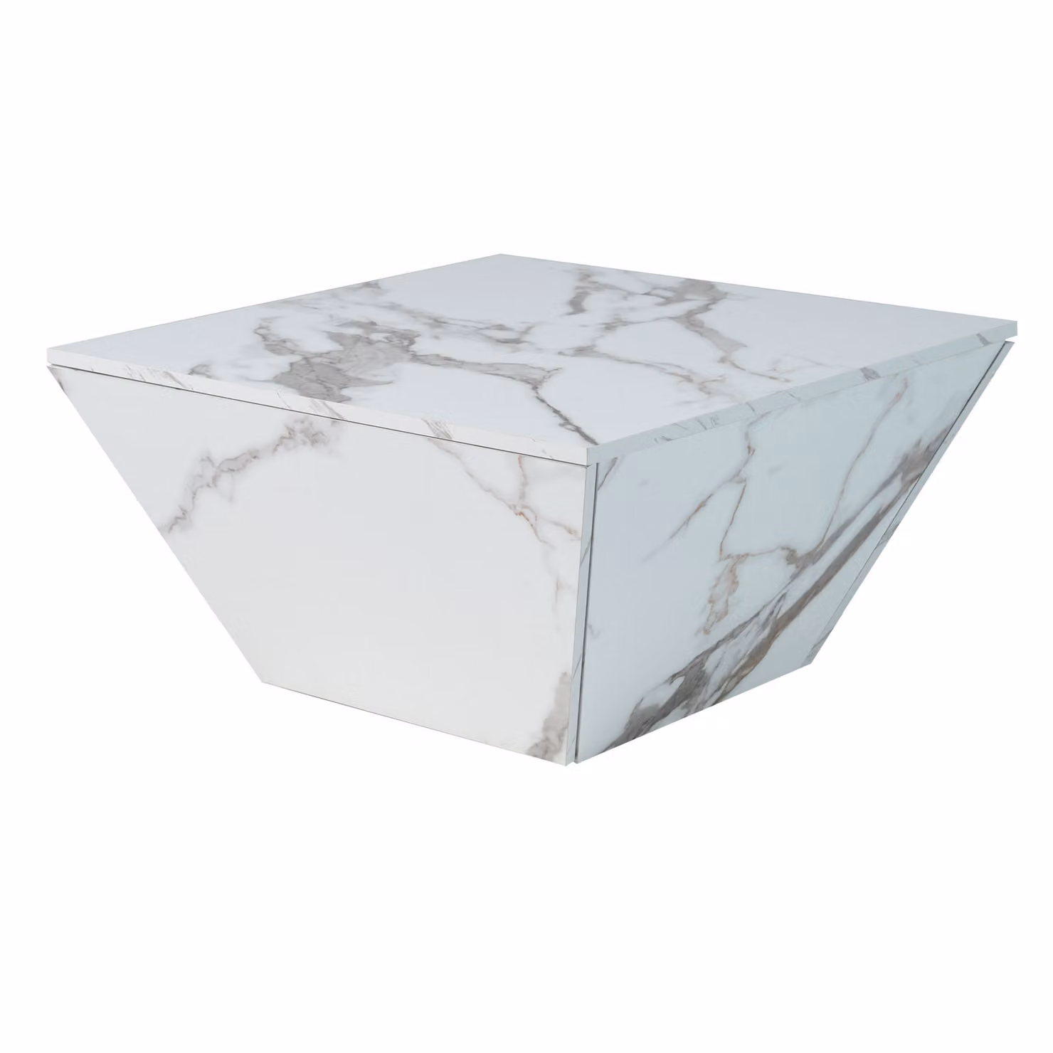 Tavolino da Salotto Moderno Quadrato in MDF Bianco Lucido L/P/H: 70 x 70 x 37 cm – 2