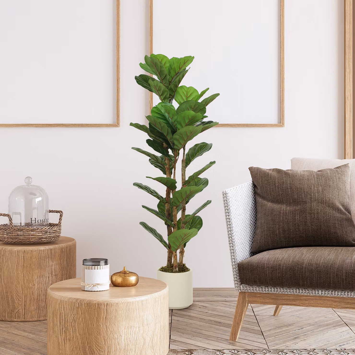 Pianta artificiale da interno fico a foglia di violino con vaso HOMCOM, verde, Altezza: 120 cm – 2