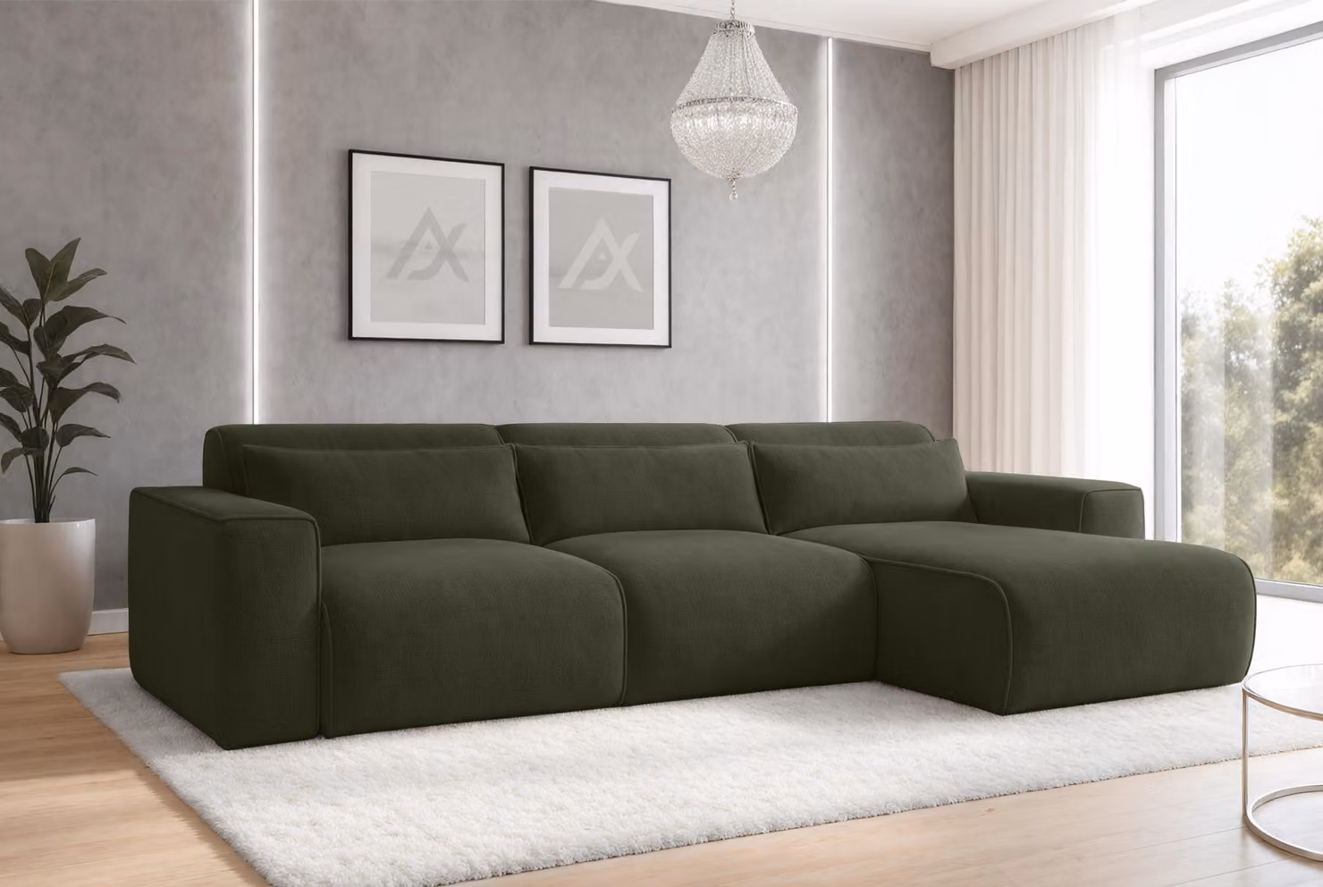 AX LIVING Divano componibile con funzione letto Ruyam Divano ad angolo Verde R