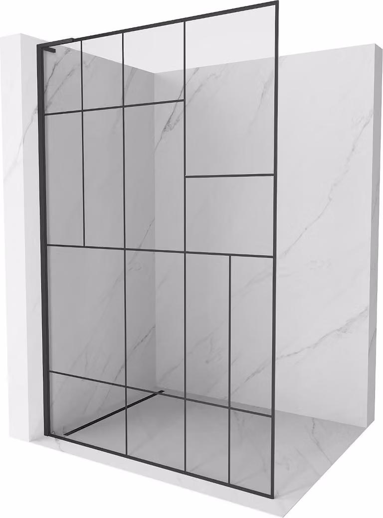 Mexen Kioto L parete doccia Walk-in 70 x 200 cm, motivo nero, nero - 800-070-103-70-78