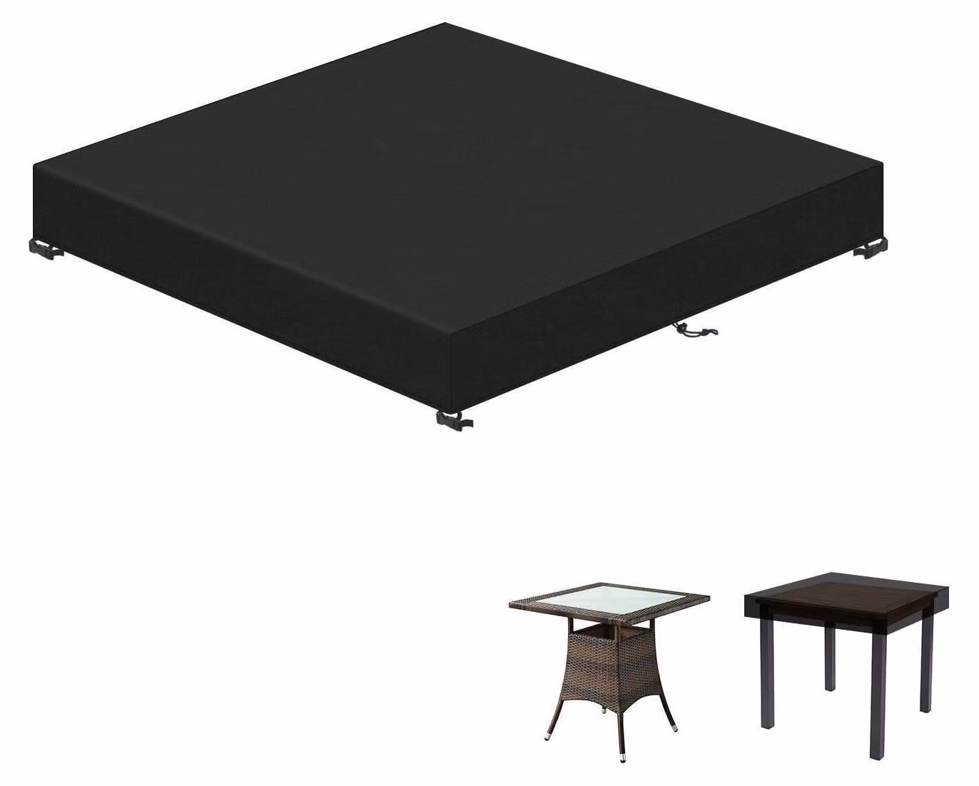Copertura per tavolo da esterno, 90x90x15 cm, quadrata, impermeabile, resistente al vento, in tessuto Oxford 420D
