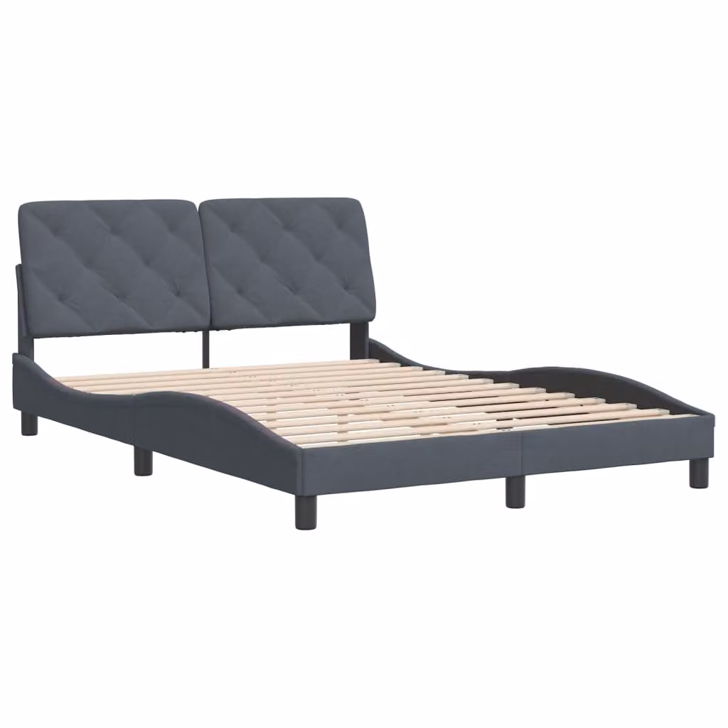 Giroletto senza Materasso Grigio Scuro 120x200 cm Velluto