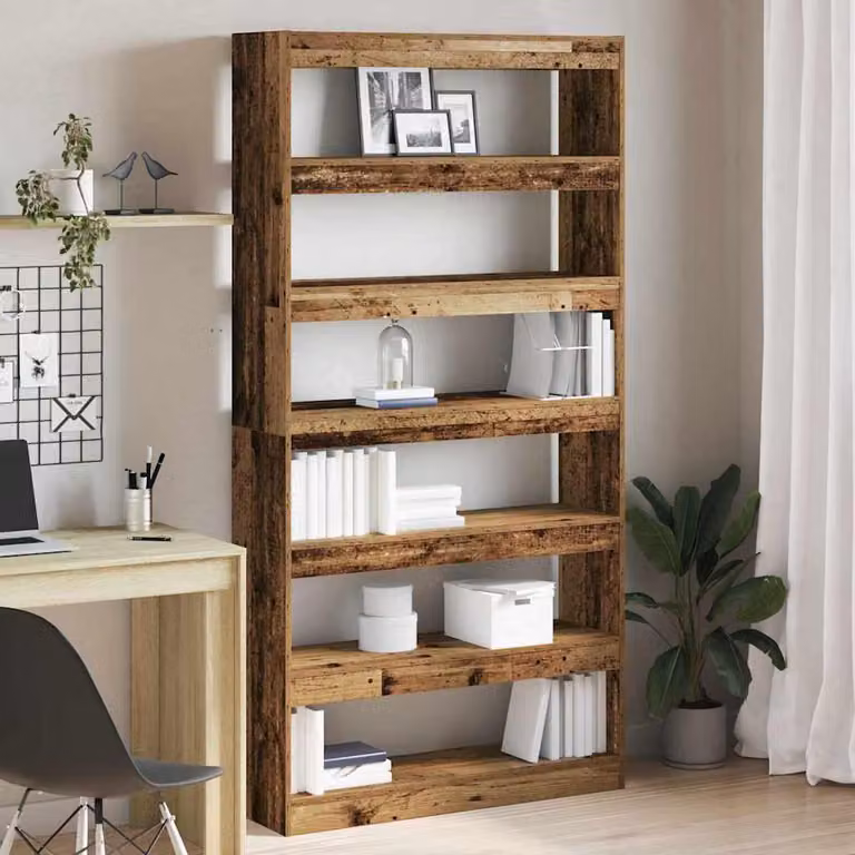 Mensole a parete - Scaffale a parete - Libreria a parete - Porta libri a parete - Organizzatore da parete - 6 ripiani - Legno rustico