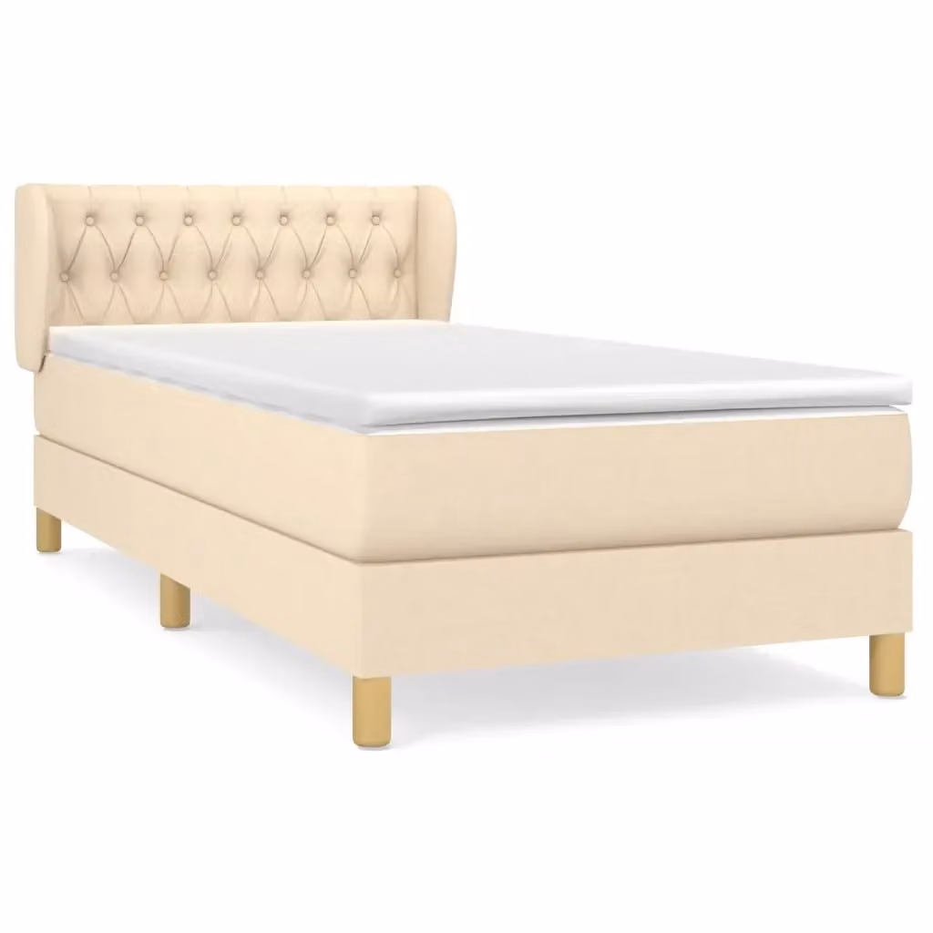 Letto Ibrido vidaXL con Giroletto a Molle e Materasso in Tessuto Beige e Bianco L/P/H: 203 x 100 x 88 cm – 2