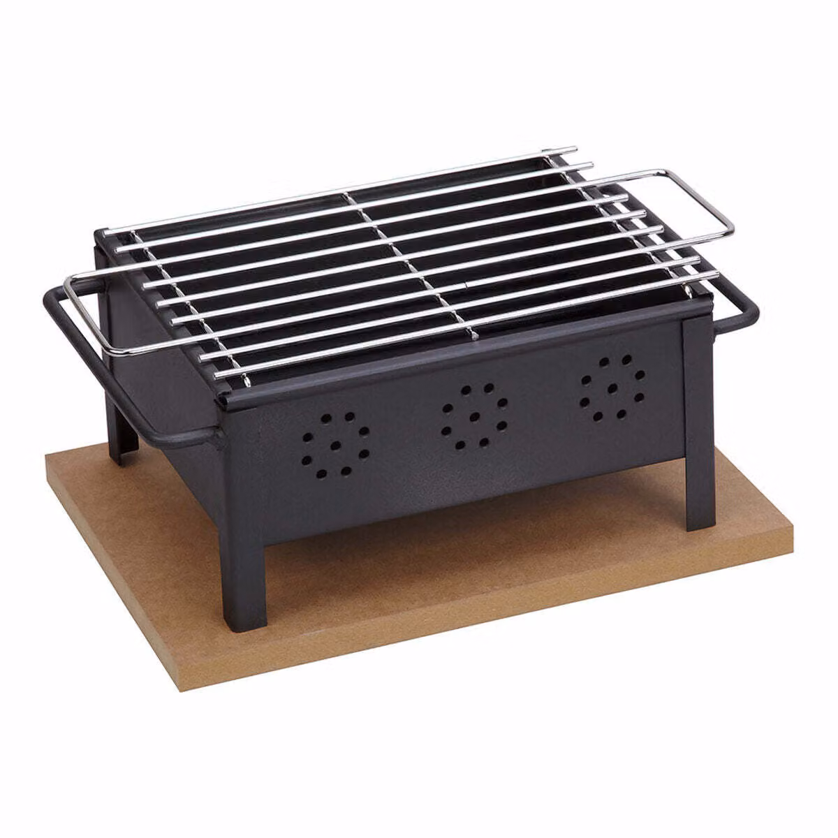 Griglia da tavolo con griglia in acciaio inox 25x20 cm. Nero