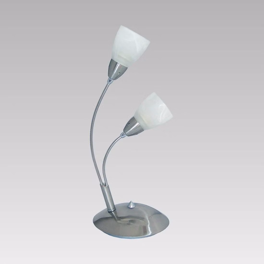 ANKARA lampada da tavolo 2xE14/40W, nichel-cromo satinato/bianco alabastro L: 185, H: 452, con interruttore