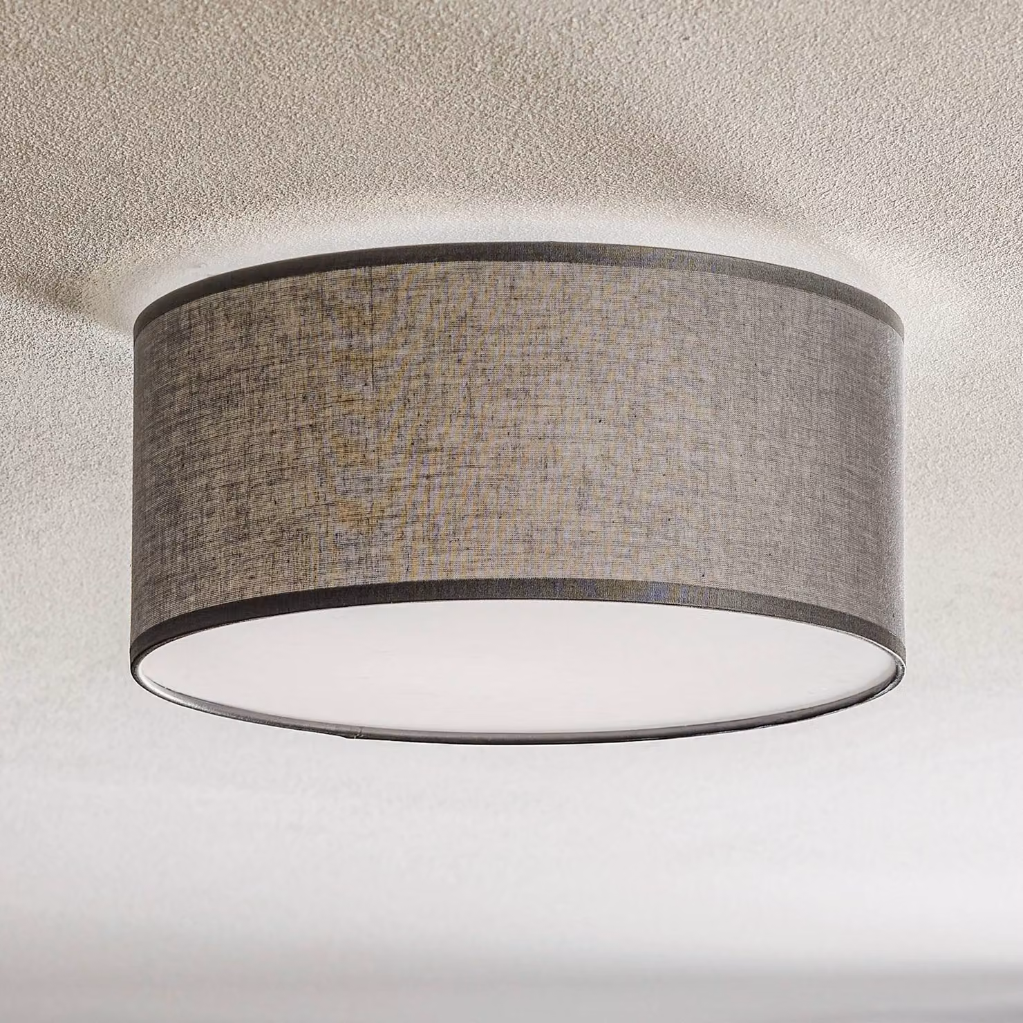 Plafoniera soffitto Rondo TK Lighting, dimmerabile, Alluminio / Grigio / Zincato, Camera da letto, Tessuto / Stoffa / Seta, Moderno, Plafoniera
