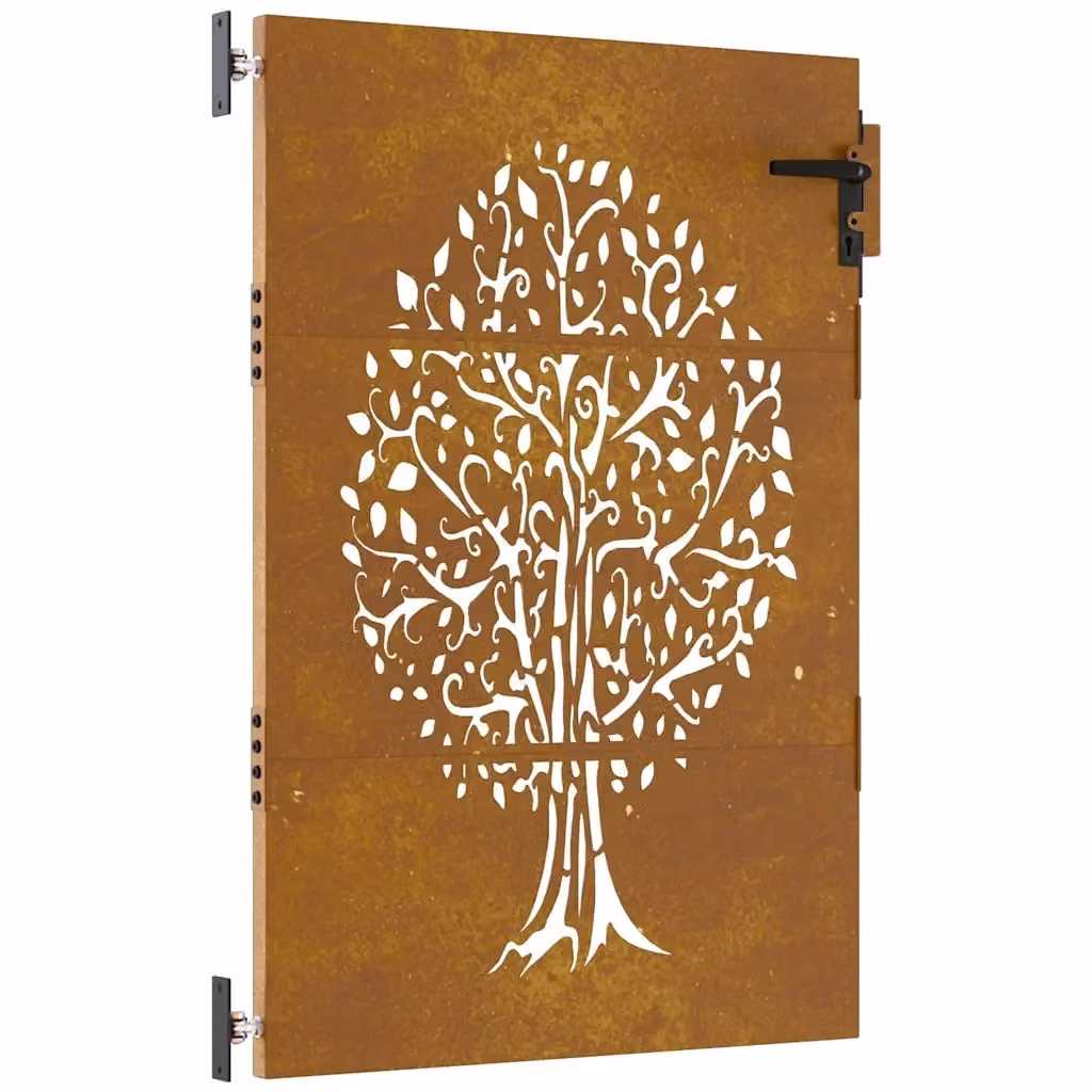 Cancello singolo da giardino vidaXL in acciaio Corten marrone con design ad albero L: 85 cm, H: 125 cm – 2