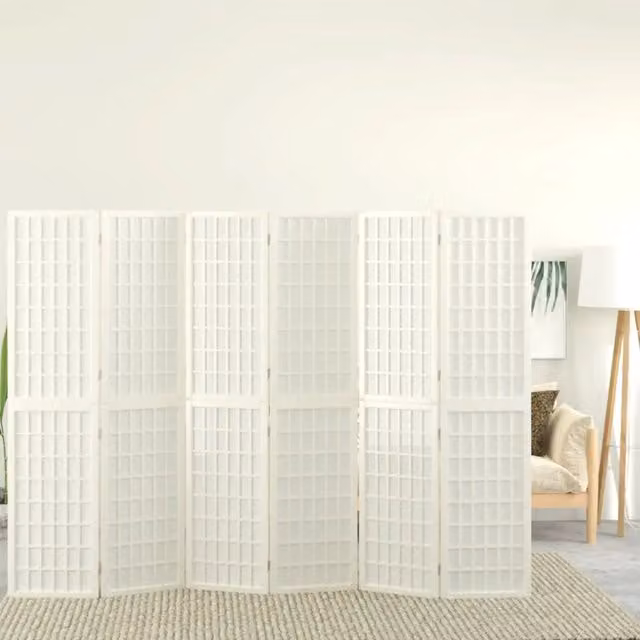 Divisorio Ambienti | Divider per stanze | Paravento Pieghevole 6 Pannelli Stile Giapponese 240x170 Bianco
