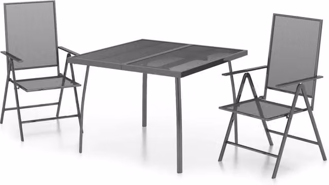 Set da Pranzo da Giardino 3 pz | Set Salotto da Giardino in Acciaio Antracite