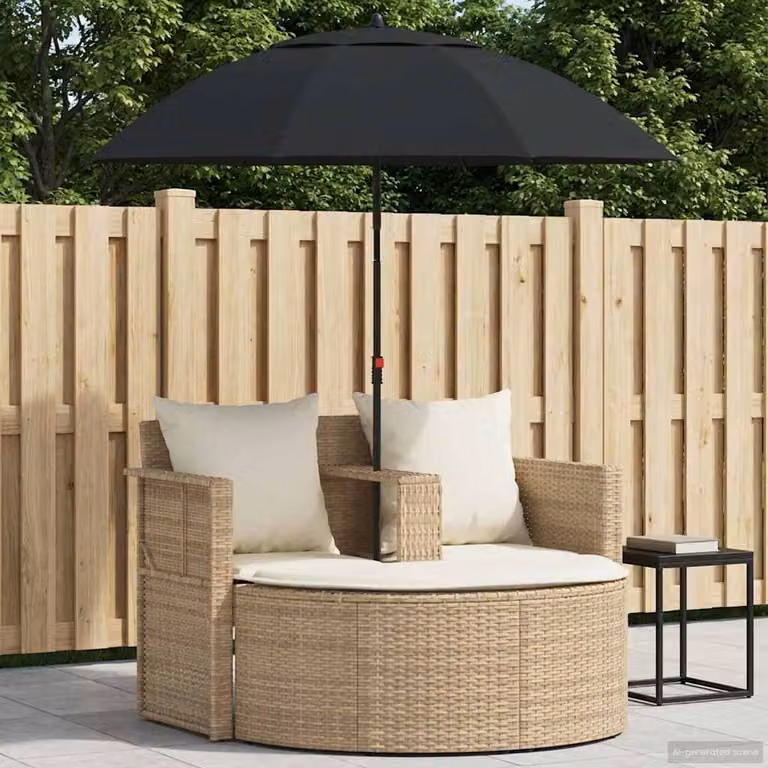 Set da giardino moderno vidaXL in polyrattan composto da 8 pezzi con cuscini beige e bianco crema
