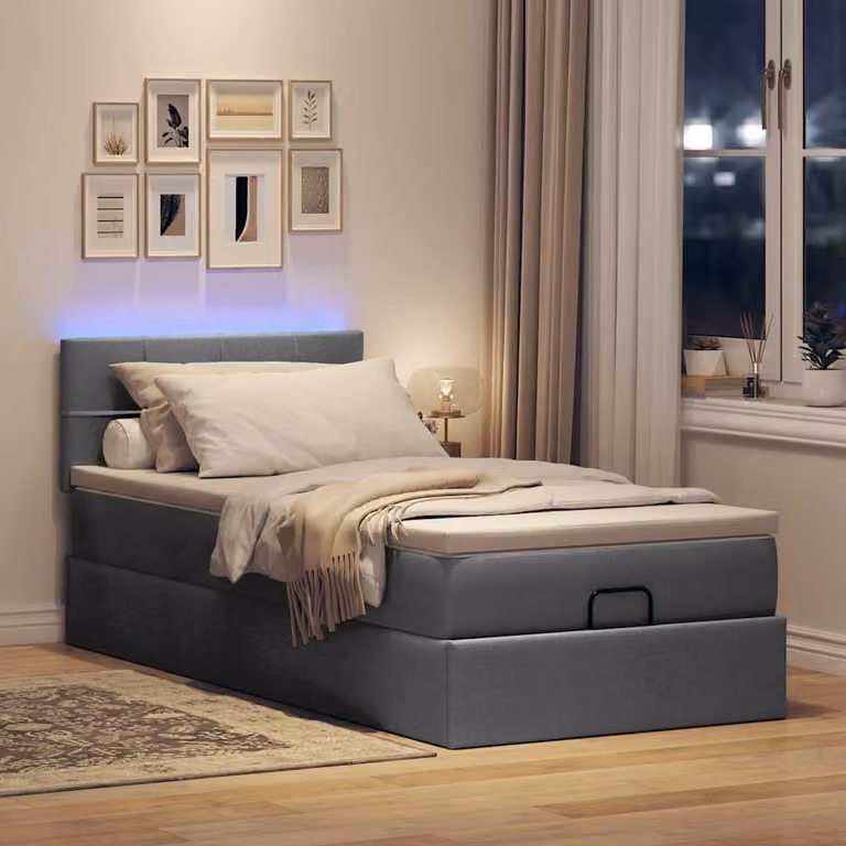 Maison Exclusive - Pouf Letto con Materasso e LED Grigio Scuro 80x200cm in Tessuto