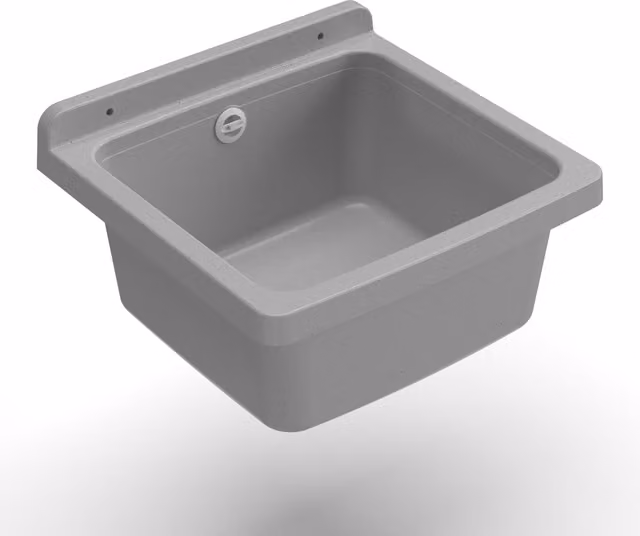 Lavandino pilozzo a muro da esterno MONGARDI, colore grigio, L/P/H: 40 x 40 x 19 cm – 1