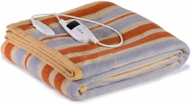 Coperta Elettrica GIORDANOSHOP in Misto Lana Multicolore con Righe, 1 Piazza e Mezzo, L: 170 cm, P: 220 cm