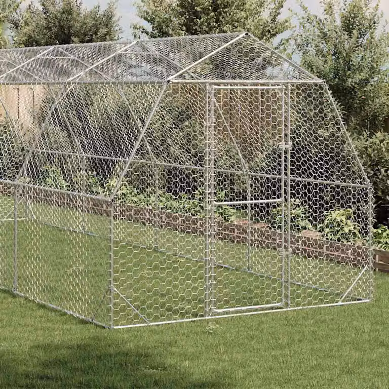 vidaXL Recinto per Polli 2,5x8x2,25 m in Acciaio Zincato