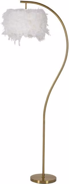 Lampada da Terra Semi Arc 60x33x170 cm in Ferro e Plastica Bianco e Oro