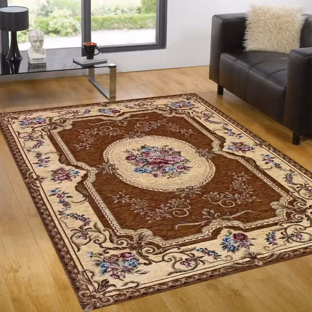 Tappeto Aubusson Pierre Tappeti Marrone in Ciniglia Lavabile e Antiscivolo L: 200 cm, P: 280 cm – 1