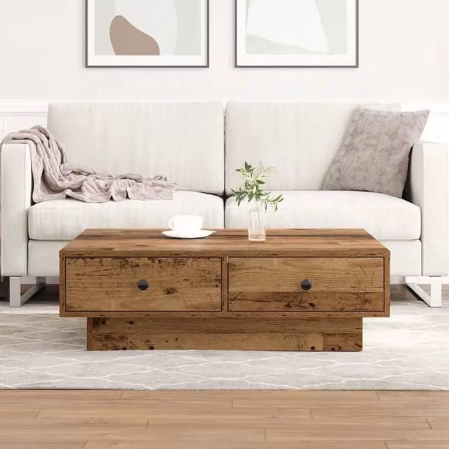 Tavolino da Salotto-Tavolino da soggiorno-Tavolo Legno vecchio 90 x 90 x 28 cm