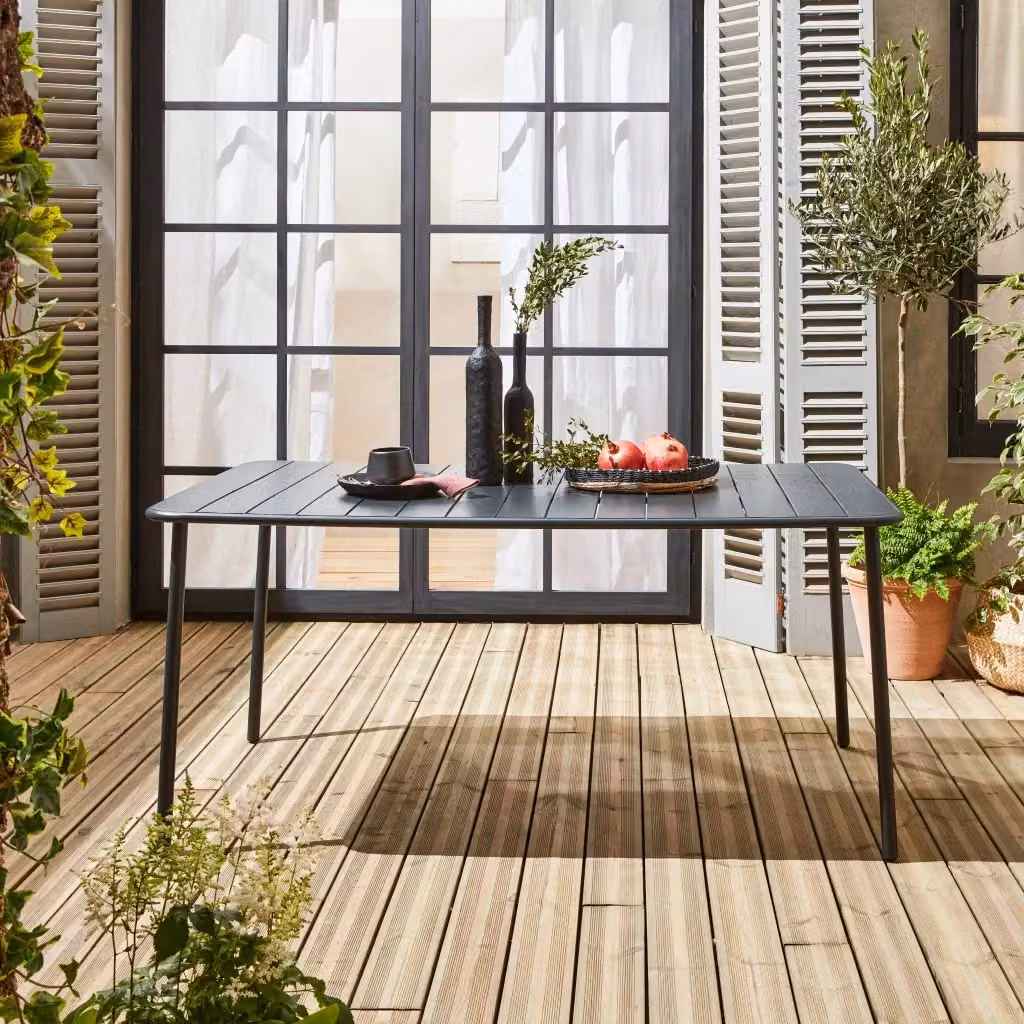 Tavolo da giardino rettangolare Sweeek in metallo antracite, L: 160 cm – 2