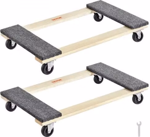 Set di 2 carrelli per mobili VEVOR in legno di pioppo e composito, multicolore, capacità di carico 453 kg per carrello, con ruote girevoli in PP