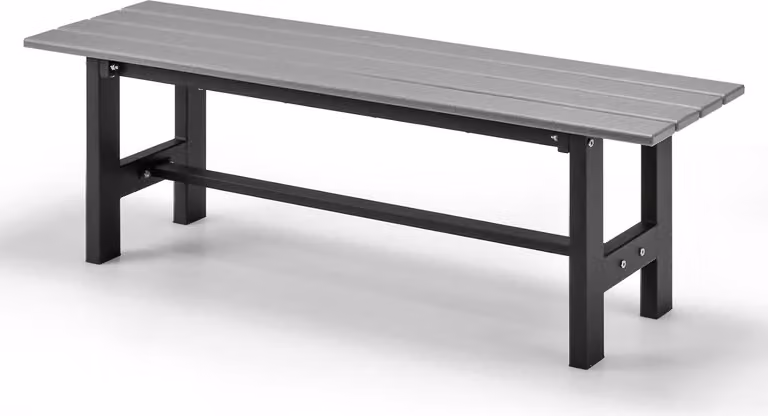Panchina da giardino KOMFOTTEU in metallo, panchina da esterno resistente alle intemperie, panchina in metallo con portata fino a 300 kg, panchina da parco per giardino, cortile, balcone, 120×36×40,5 cm (grigio)