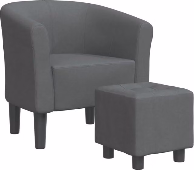 Poltrona Relax Cabriolet con Poggiapiedi in Tessuto Grigio con Braccioli e Struttura in Legno e Plastica – 1