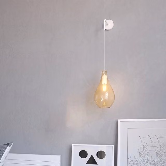 Applique Contemporanea Drop 2.0 Metallo Ambra Vetro Ambra 1 Luce E27